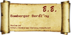 Bamberger Berény névjegykártya